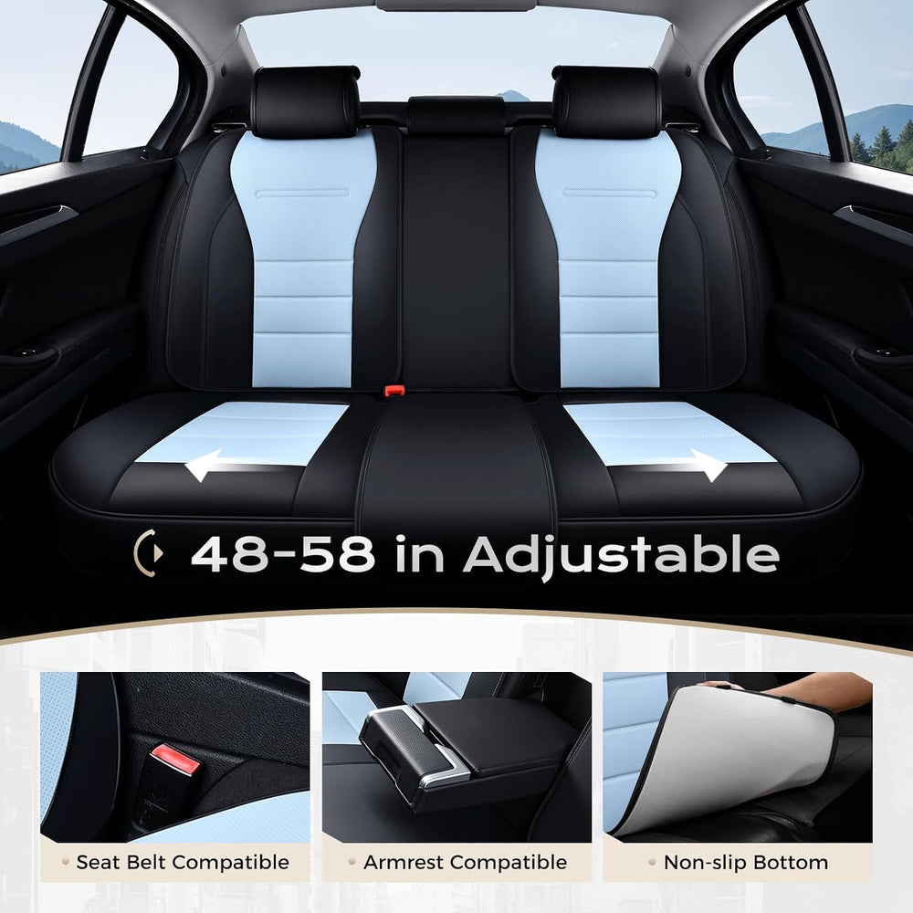 Coverado Car Seat Covers Full Set, Nappa Leather Seat Covers for Cars, Car Se...