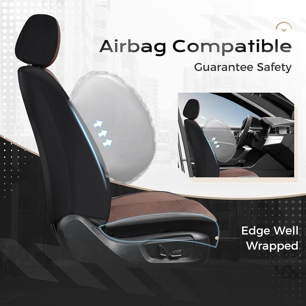 Coverado Full Set Leather Car Seat Covers, Crafted with Full Leather Construc...