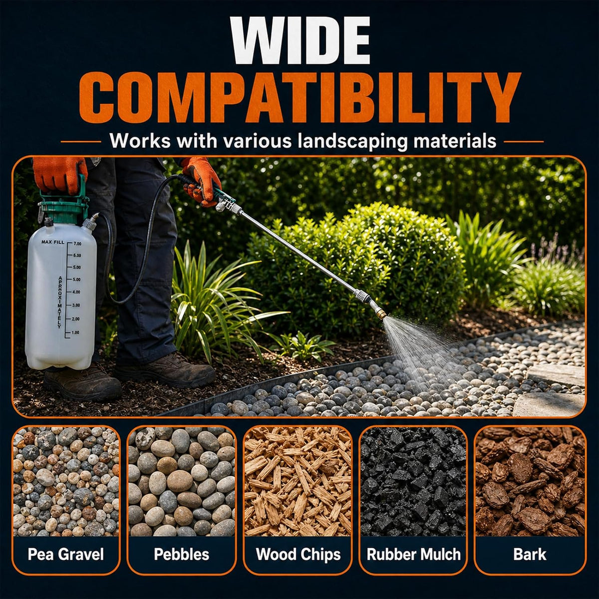 1 Gallon Ready to Use Mulch Glue for Landscaping, Ready to Spray Pea Gravel Glue & Rock Glue for Landscaping, 100% Permeable & Pet-Safe Landscape Adhesive for Stones, Pebbles,128oz