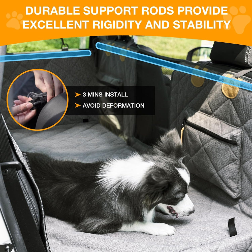 Dog Car Seat Cover for Back Seat, Hard Bottom Back Seat Extender for Dogs, Wa...
