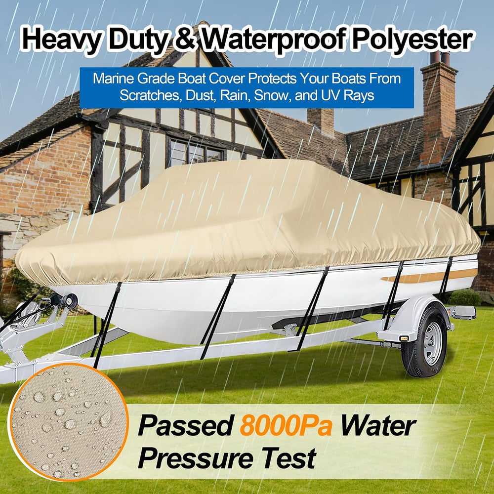 iCOVER Trailerable Boat Cover- 20'-23' Heavy Duty Waterproof Tarp Cov...