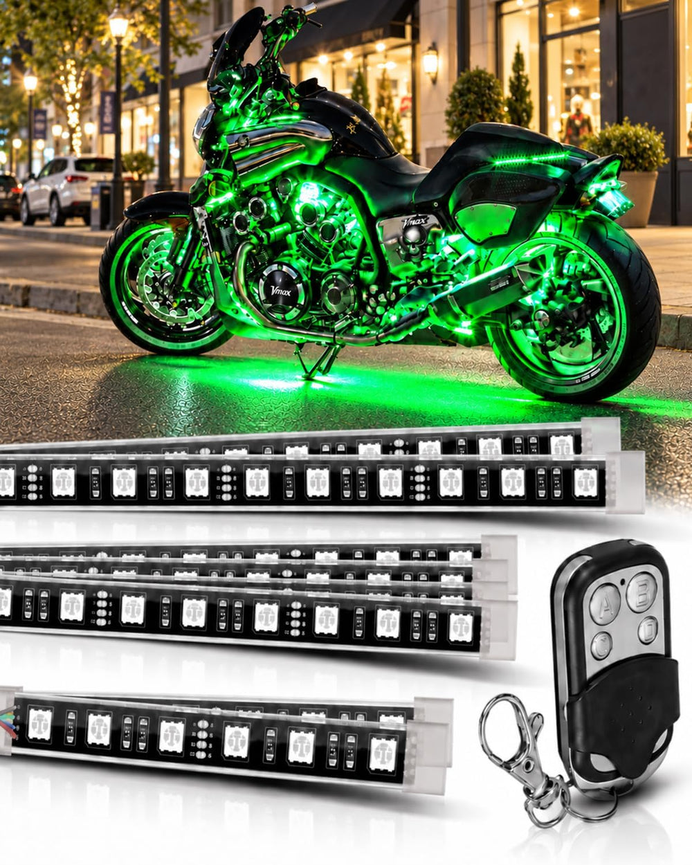 SUNPIE Motorcycle Underglow Kit 8PCS RGB Strip Lights