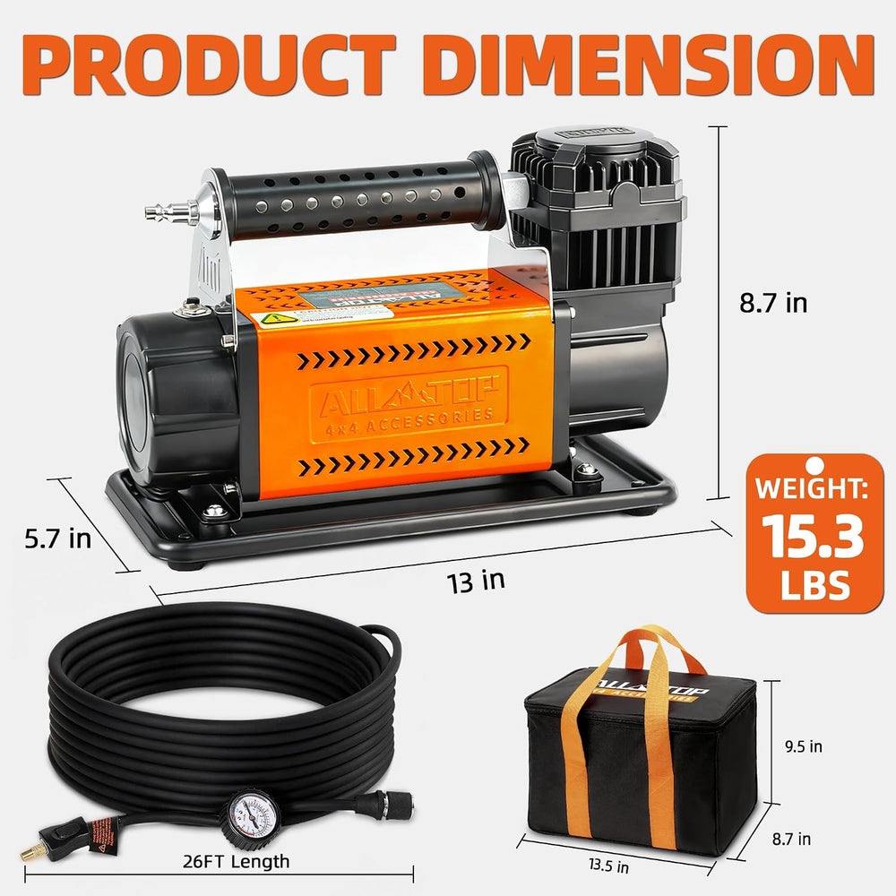 ALL-TOP Air Compressor Kit, 12V Portable Inflator 7.06CFM, Offroad Air Compre...