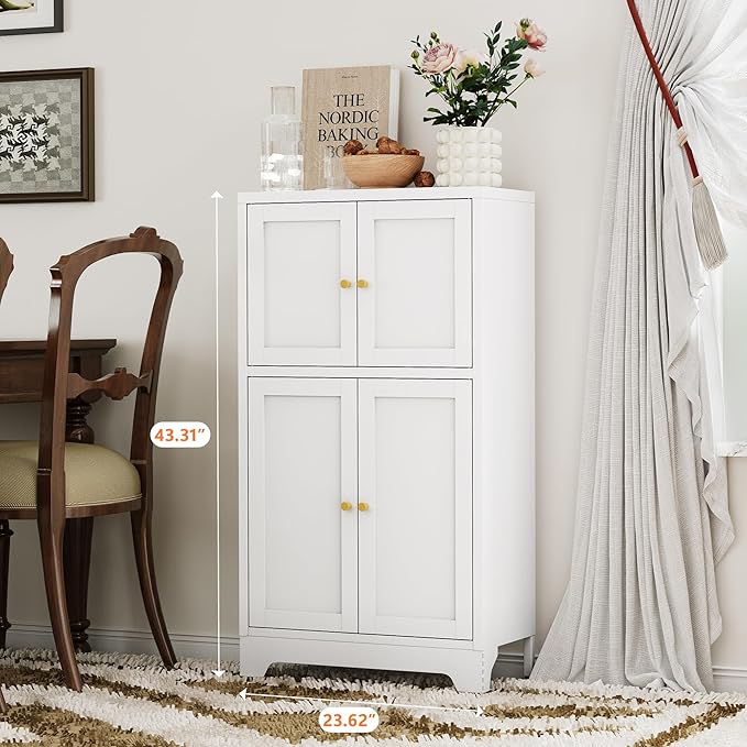 White Bathroom Floor Cabinet, Metal Storage Cabinet