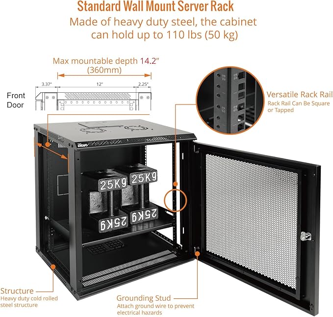 Tecmojo 12U Wall Mount Rack Network Cabinet