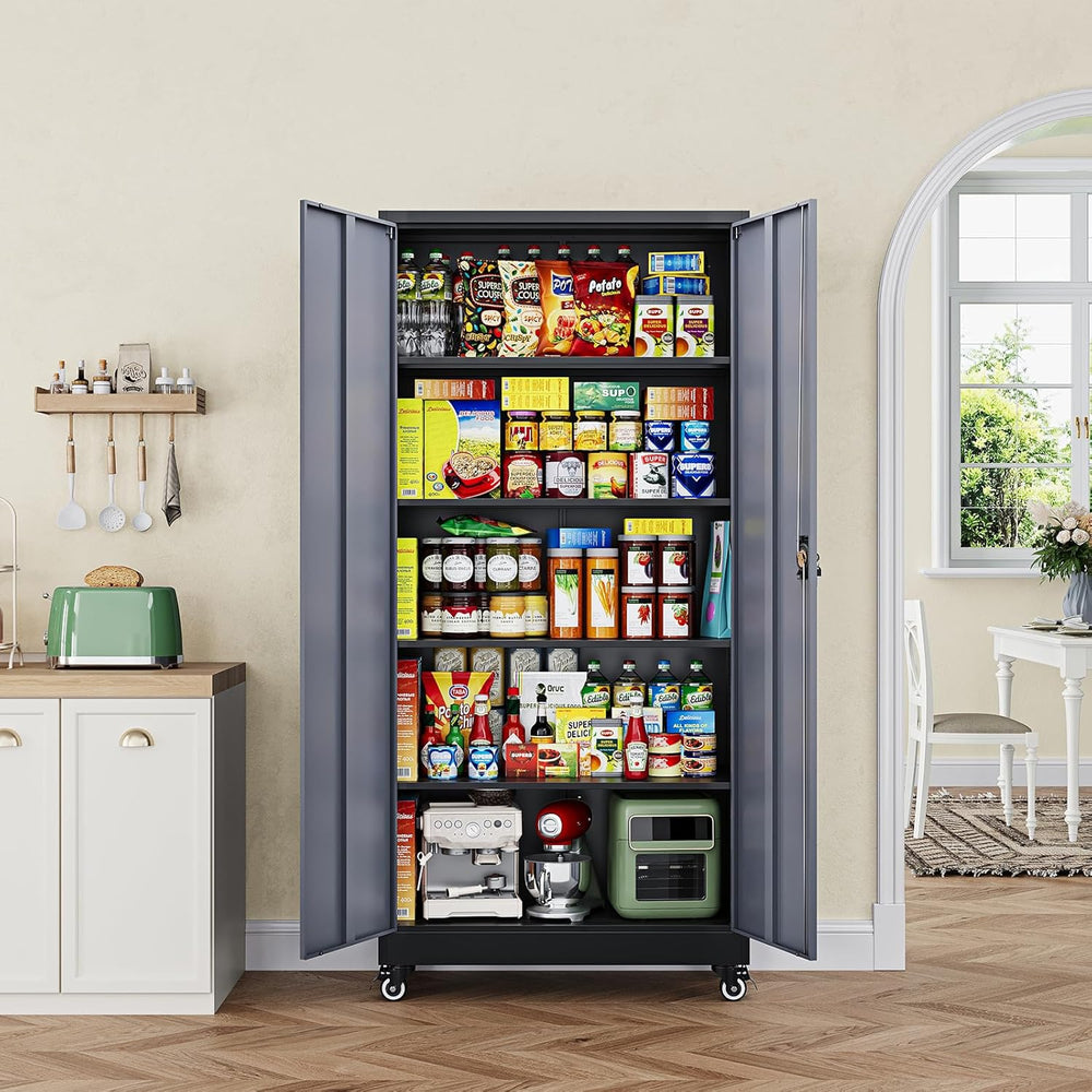 Letaya Metal Garage Storage Cabinets with Lock Door and Adjustable Shelves, S...