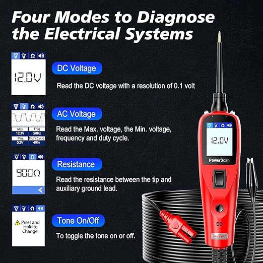 Autel PowerScan PS100 Power Circuit Probe Tester, Breaker Finder, 12V 24V