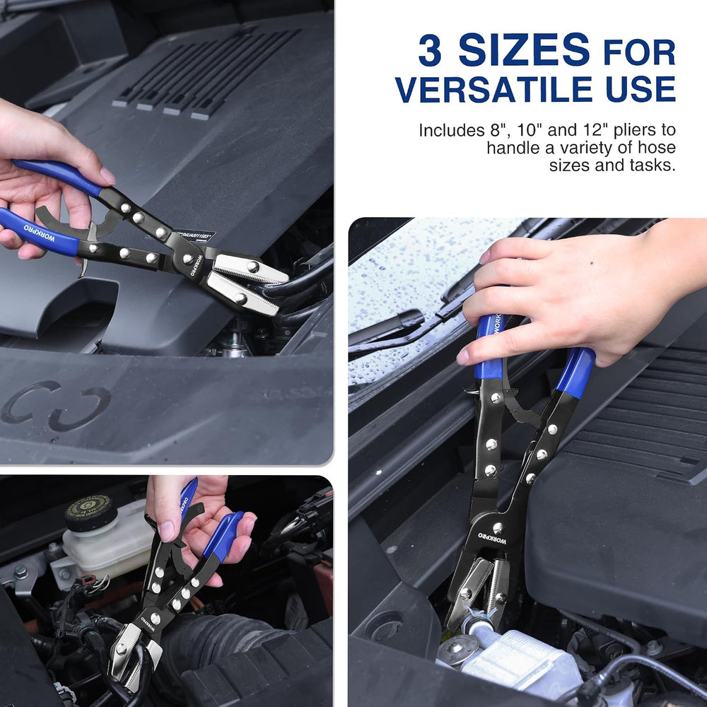 WORKPRO 3-Piece Ratcheting Hose Pinch Off Pliers Set with Storage Bag