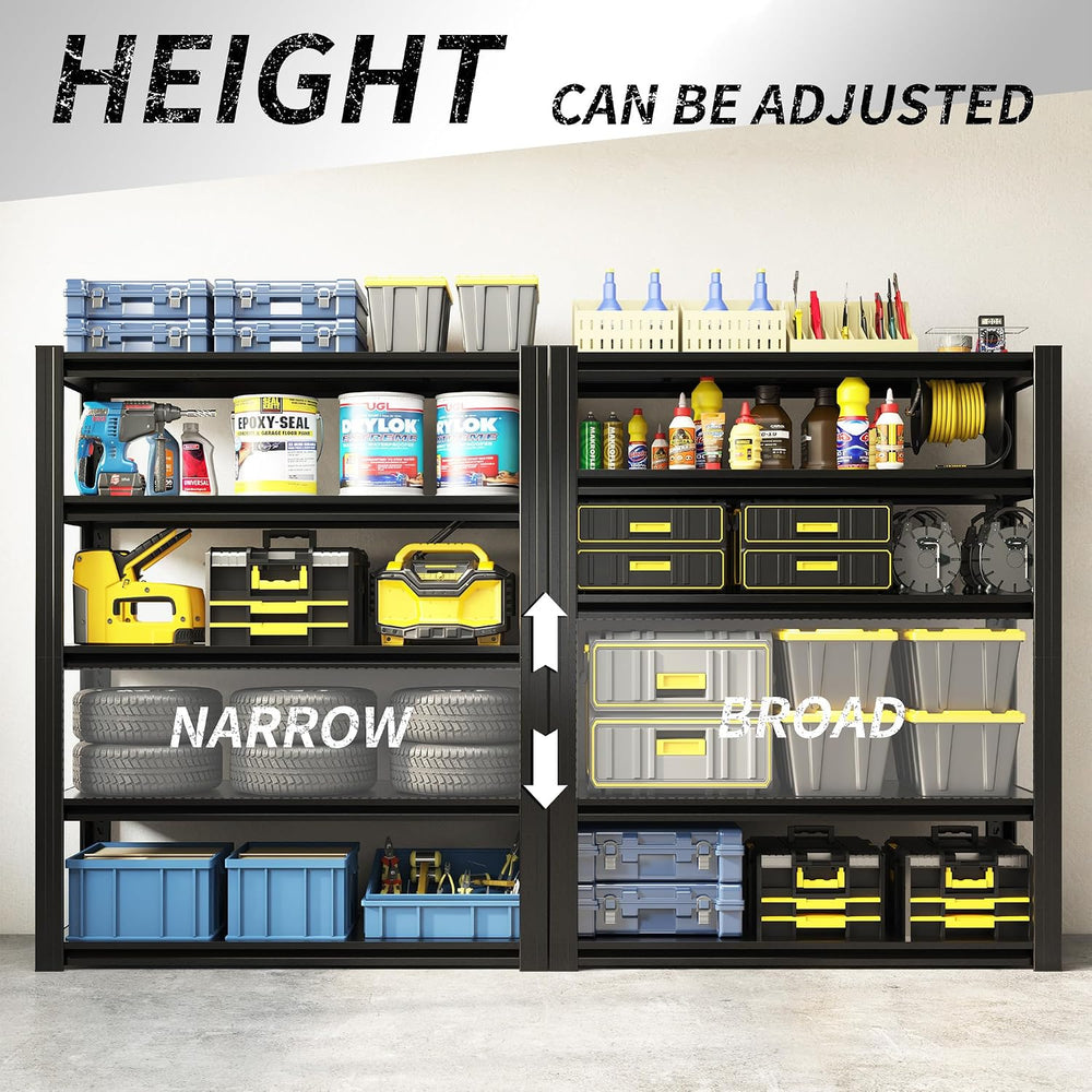72" H Garage Shelving 2500 LBS Heavy Duty Storage Shelves, Adjustable 5 ...