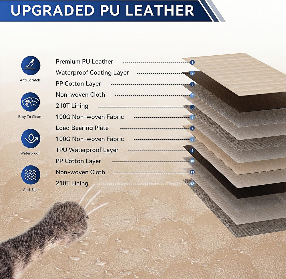 Hard Bottom Dog Car Seat Cover, PU Leather Back Seat Extender for Dogs