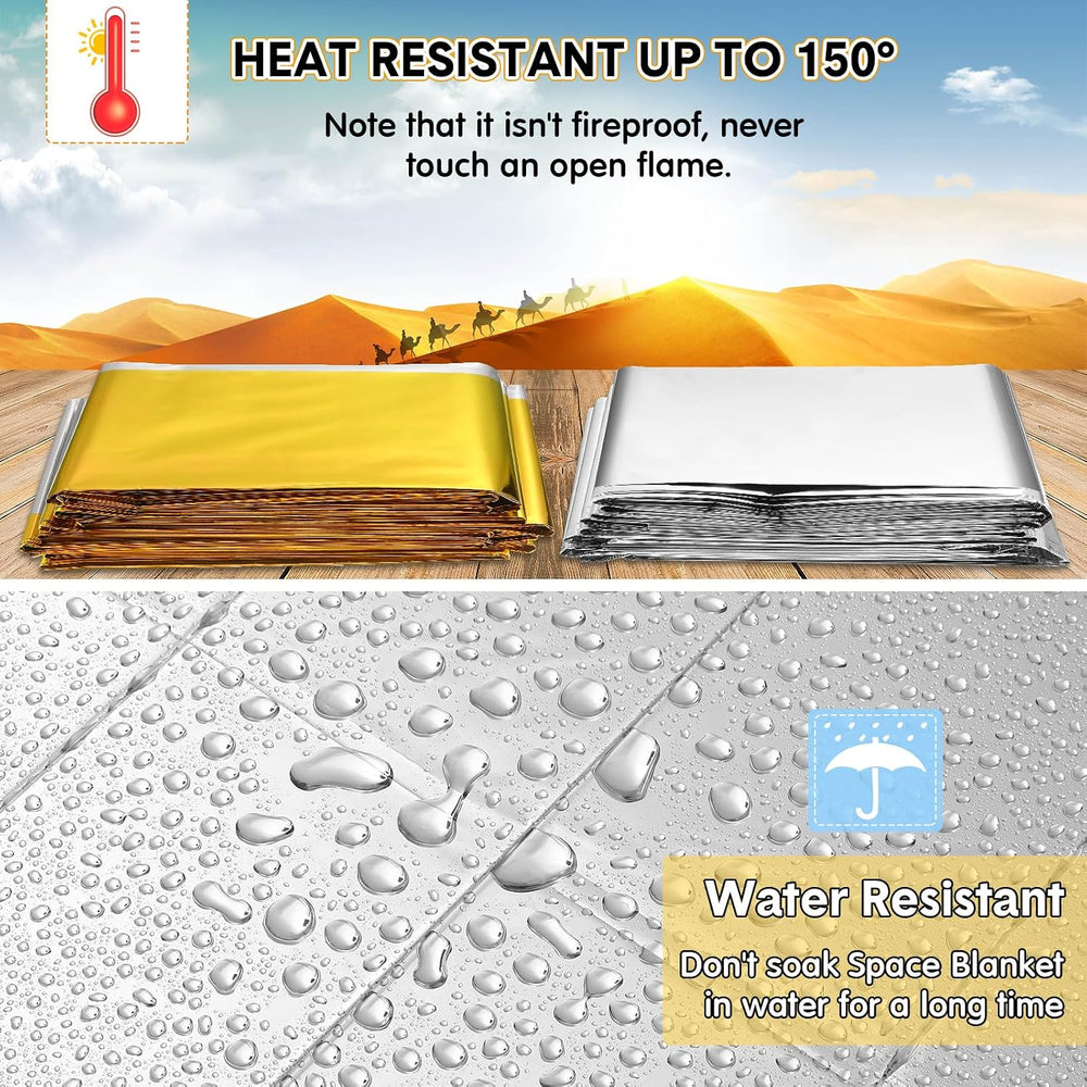 Copkim 100 Pcs 83 x 55 Emergency Foil Blankets for Survival, Gold Silver