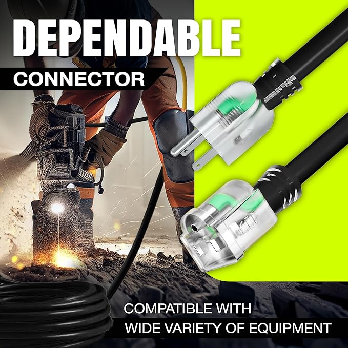 50ft Outdoor/Indoor Extension Cord 14/3 Gauge Heavy Duty 3 Prong SJTW,