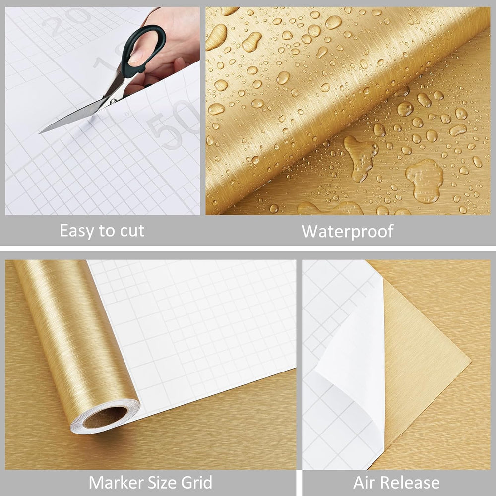 Gold Stainless Steel Contact Paper for Appliances Textured Gold Refrigerator ...