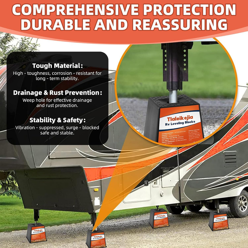 Trailer Jack Block, RV Leveling Blocks, 6000 lbs Capacity, Set of 4, Polyprop...