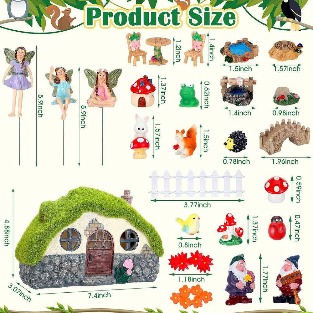 Suzile 50 Pcs Fairy Garden Accessories Kit with Miniature Figurines Outdoor