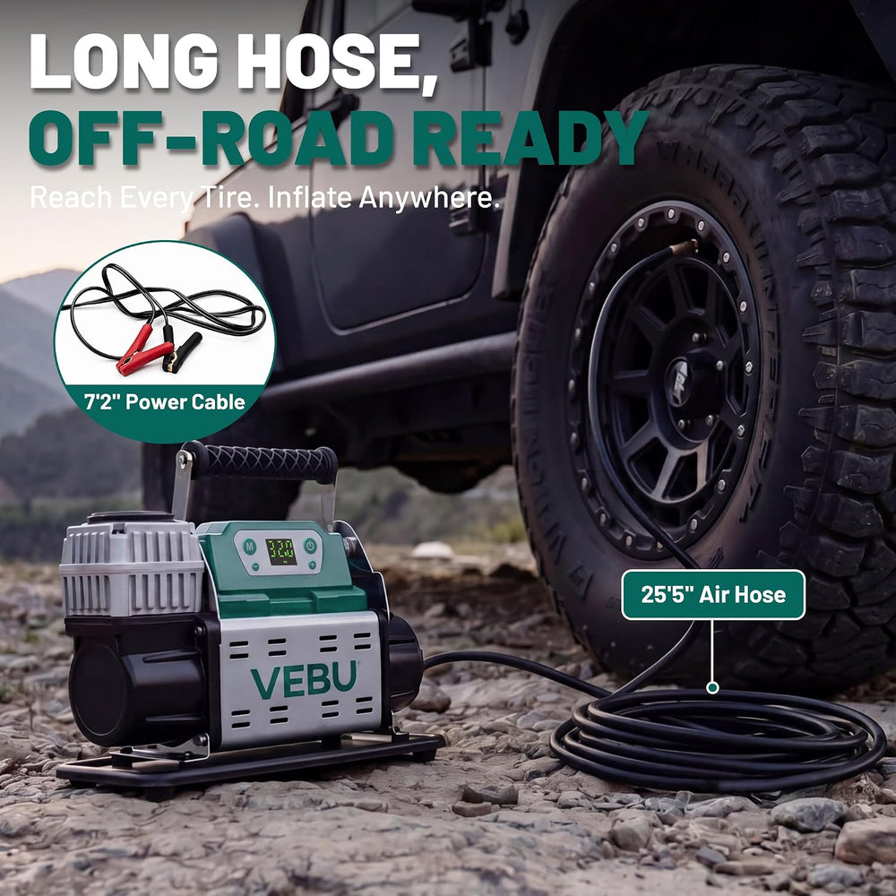 ‌RV Air Compressor 12V Tire Inflator, 150PSI with Auto Shut-off, Digital Disp...