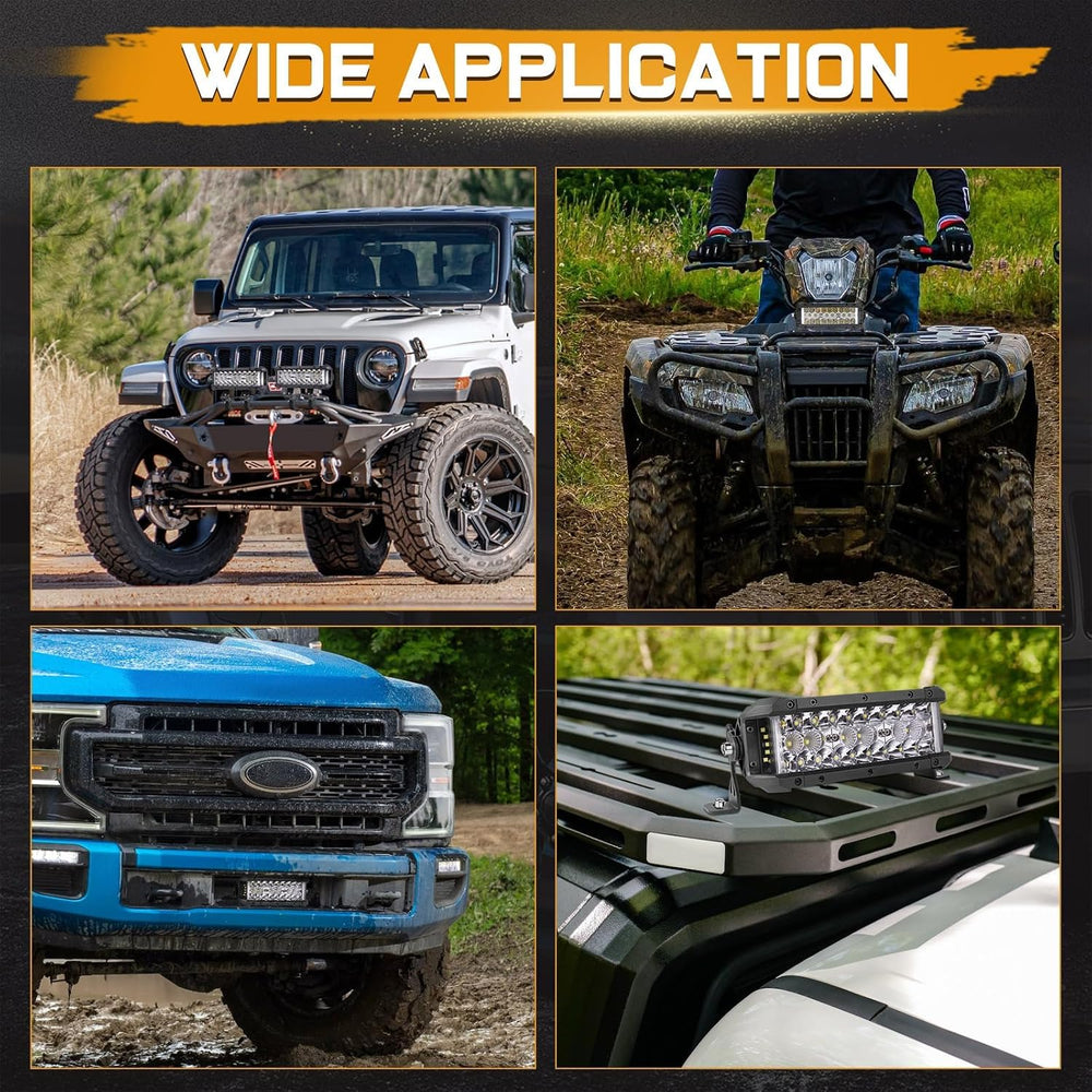 LED Light Bar, 8 Inch 102W Triple Row Side Shooter LED Pods Off Road Spot Flo...