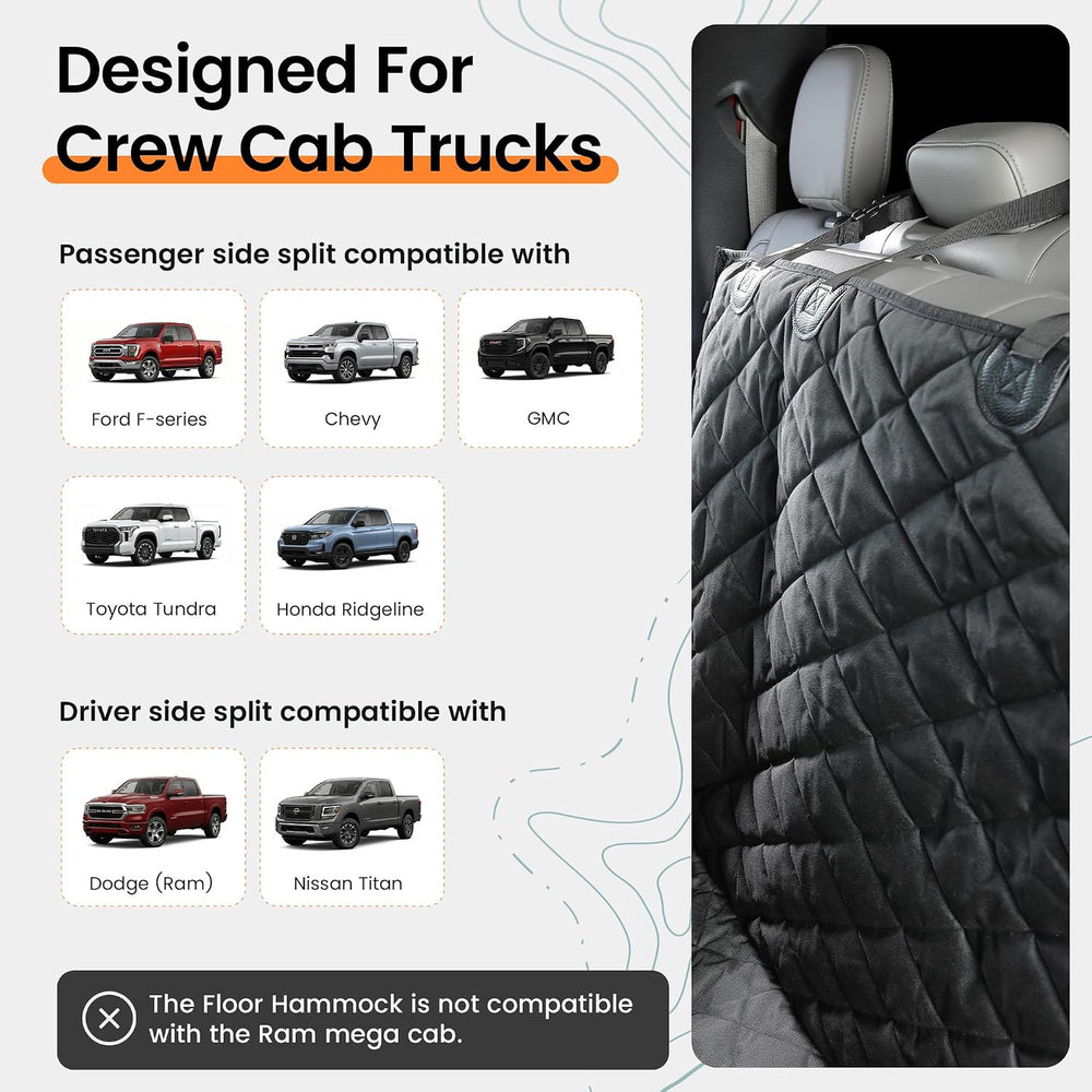 4Knines Dog Floor Hammock for Crew Cab Trucks, Passenger Side Black
