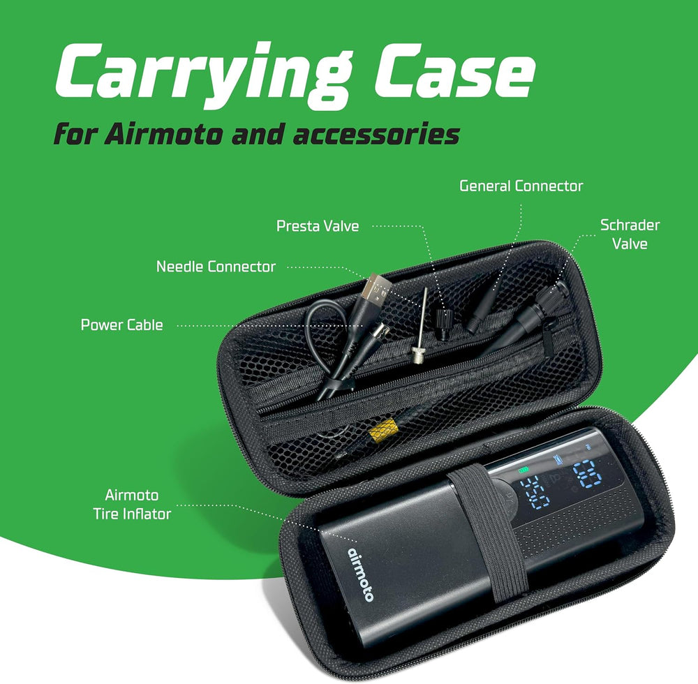 Airmoto Portable Tire Inflator and Hard Carrying Case Bundle