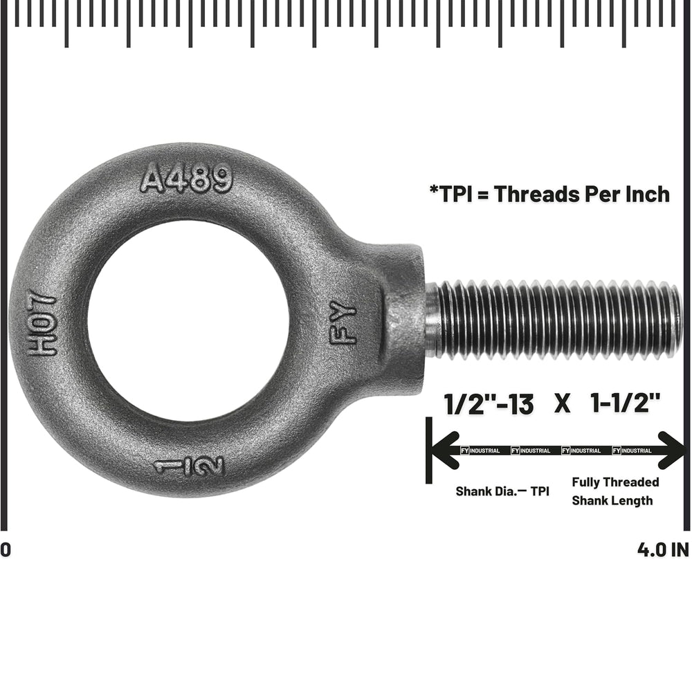 3 Pcs Lifting Shoulder Eye Bolts 1/2"-13 X 1-1/2"
