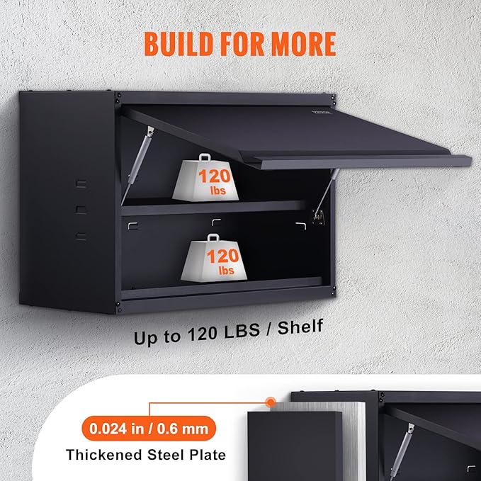 VEVOR Metal Storage Cabinet, 120lbs Load Capacity per Shelf, Press to Close &...
