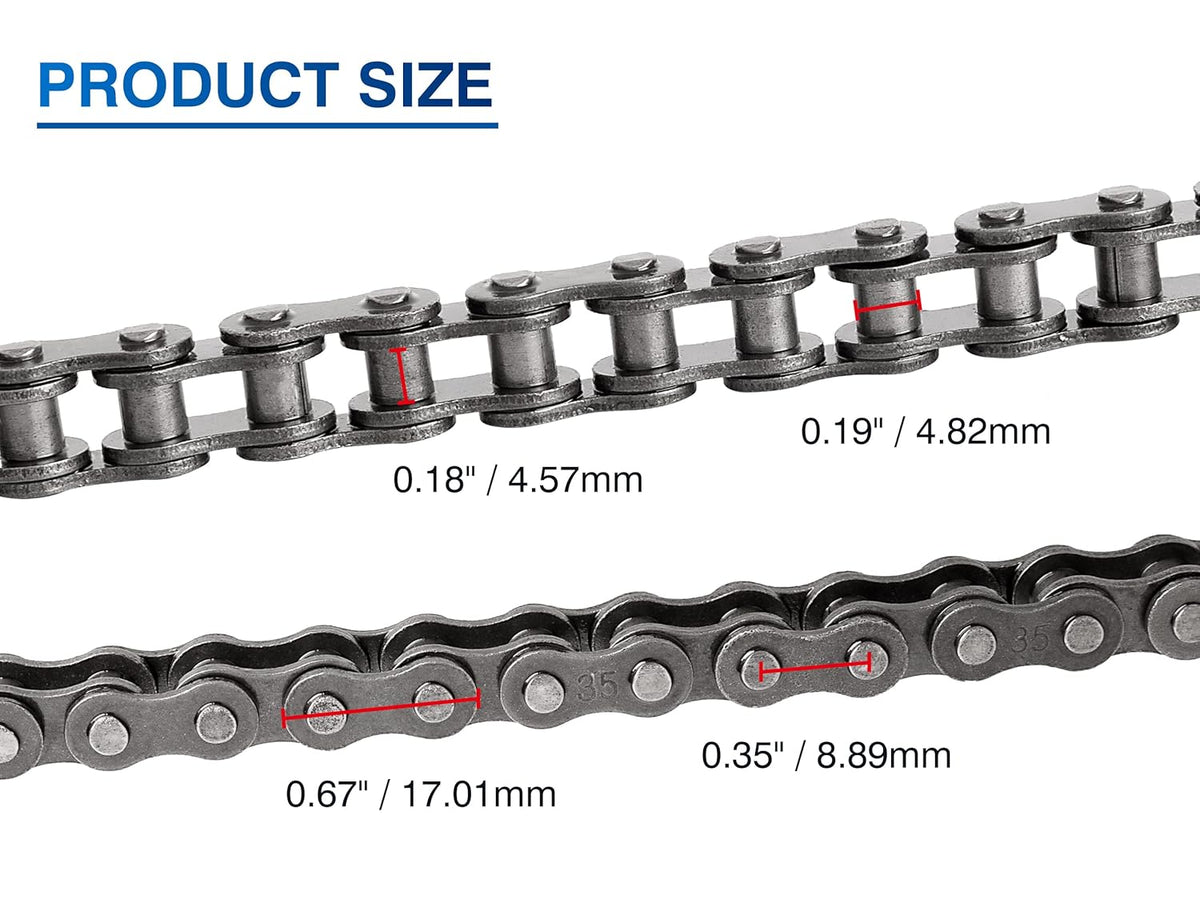 #35 Roller Chain 10 Feet -320 Links #35 Chain with Chain Breaker & 5 Connecting Links for Go Karts, Motorcycles, Mini Bikes, Bycicles, Other Home and Industrial Machinery