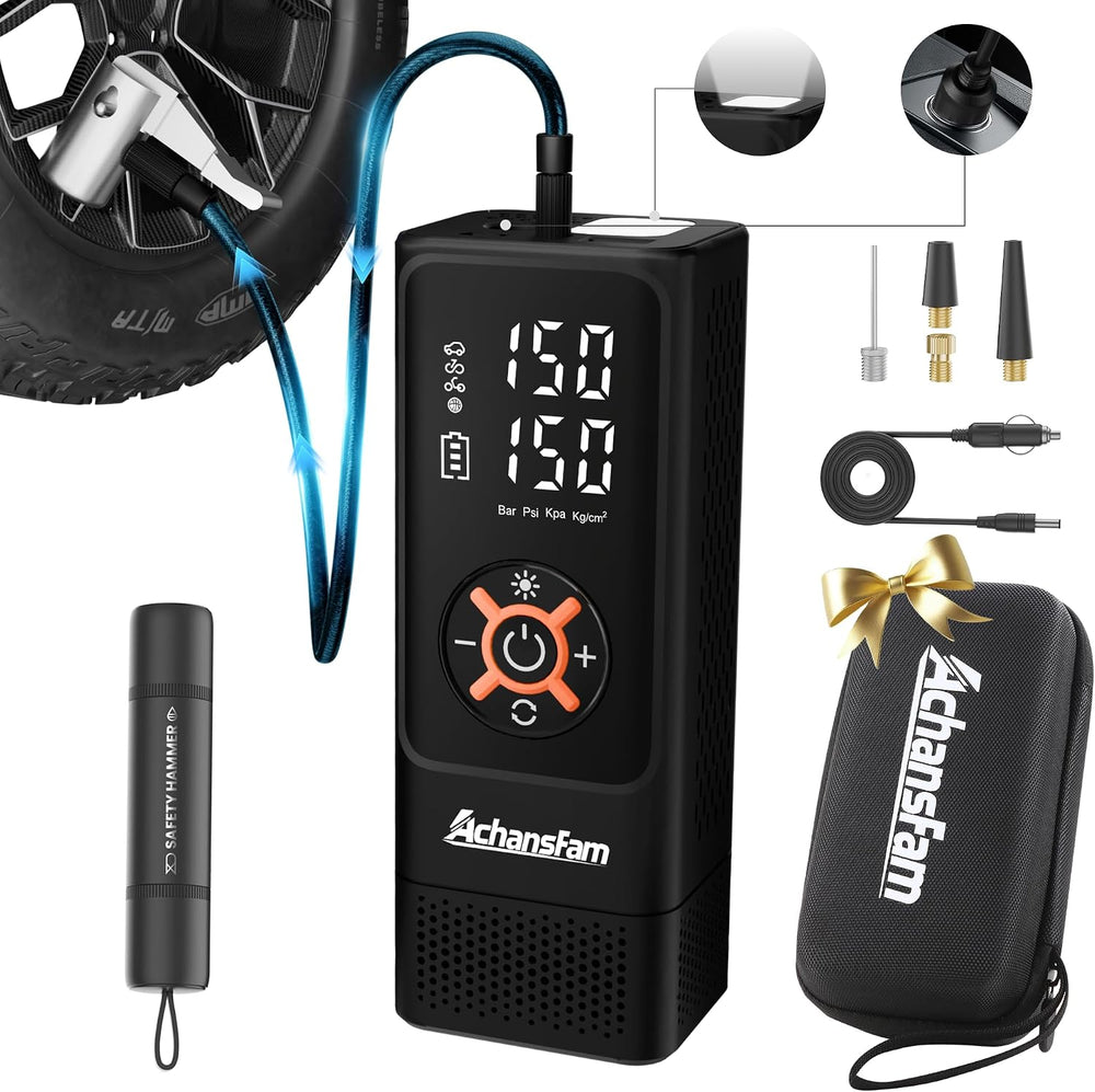 S9 Heavy Duty Tire Inflator, 150PSI Truck Air Compressor, 7800mAh Battery