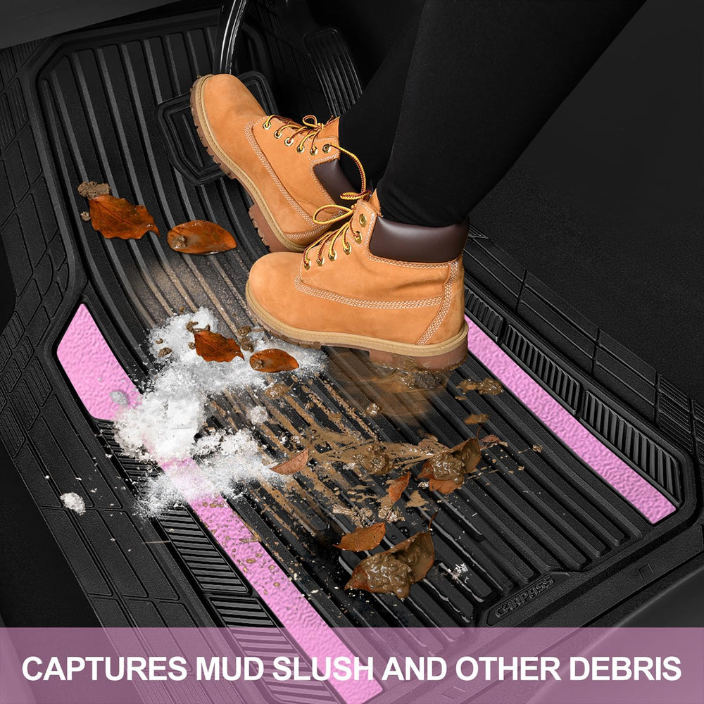 CAR PASS Heavy Duty Rubber Car Mats Metallic, Aluminum Film Cute All Weather ...