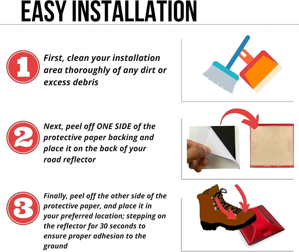 Merhoff & Larkin 10 Blue Road Reflectors +10 Adhesive Pads, Easy Install