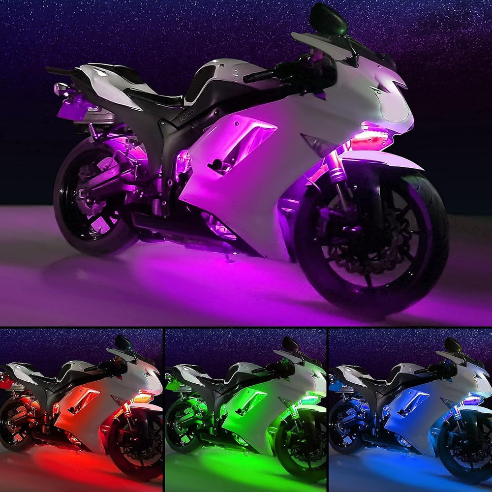 8PCS Motorcycle RGB LED Light Kit with APP/RF Control