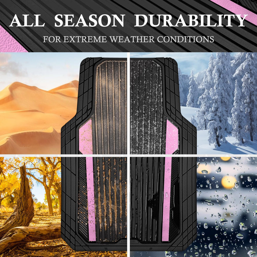 CAR PASS Heavy Duty Rubber Car Mats Metallic, Aluminum Film Cute All Weather ...