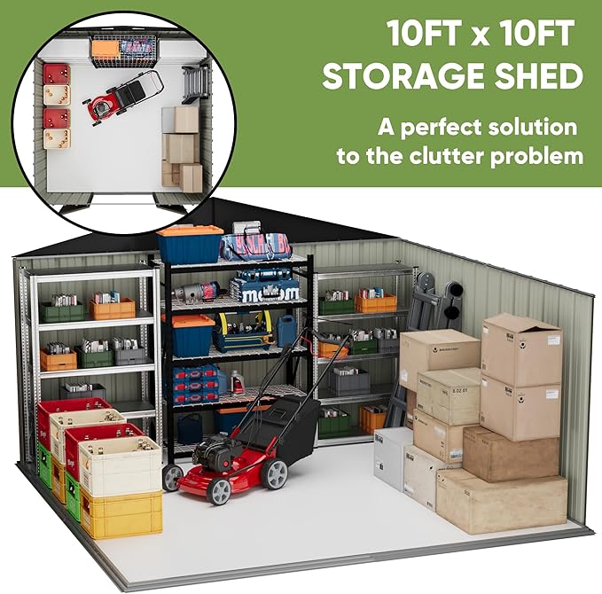 Patiowell 10' x 10' Metal Storage Shed