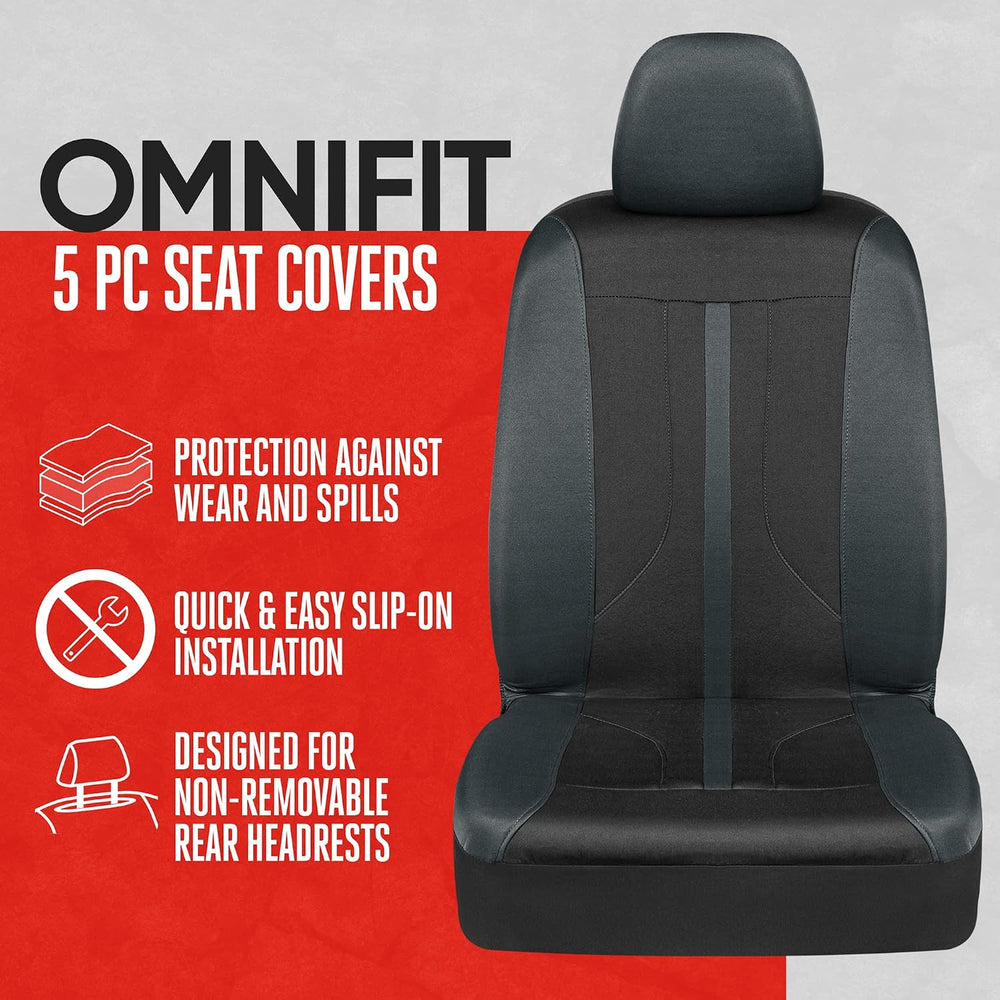 Motor Trend Black & Gray Car Seat Covers Full Set – Front Seat Covers &am...
