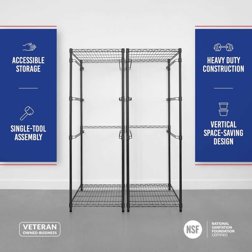 SafeRacks 2-Pack 27 Gallon Tote Storage Rack, 5-Tier Steel Bin Rack, Black