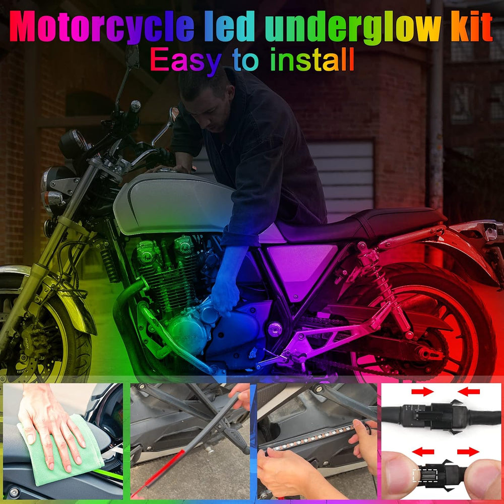 10Pcs Motorcycle LED Underglow Kit APP for Harley Honda Suzuki