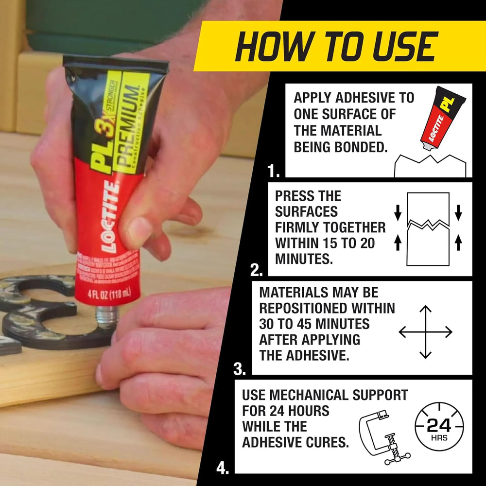 Loctite PL Premium Polyurethane Construction Adhesive, 4 fl oz Squeeze Tube, ...