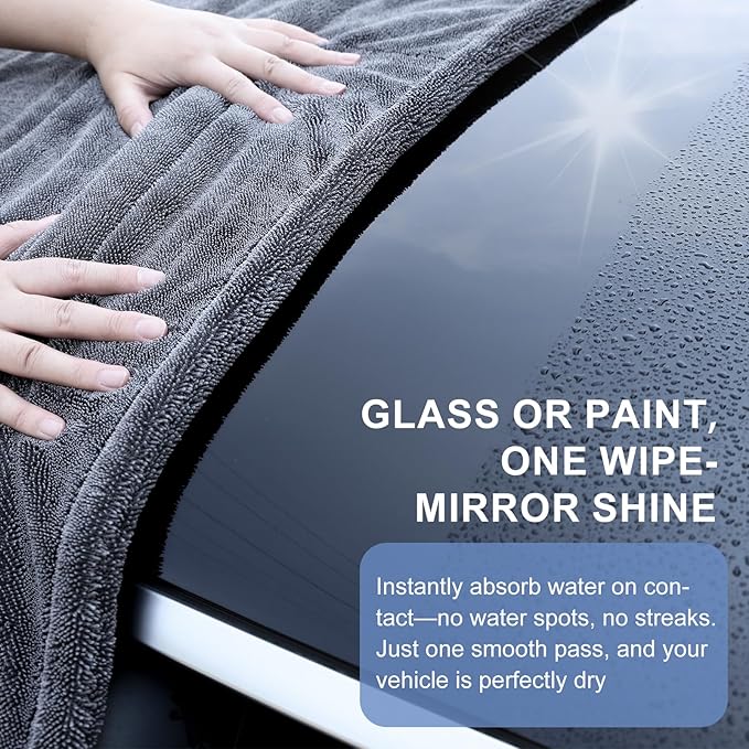 2 Pack XL Car Drying Towel – 1300GSM Ultra Absorbent Microfiber, Twisted Loop