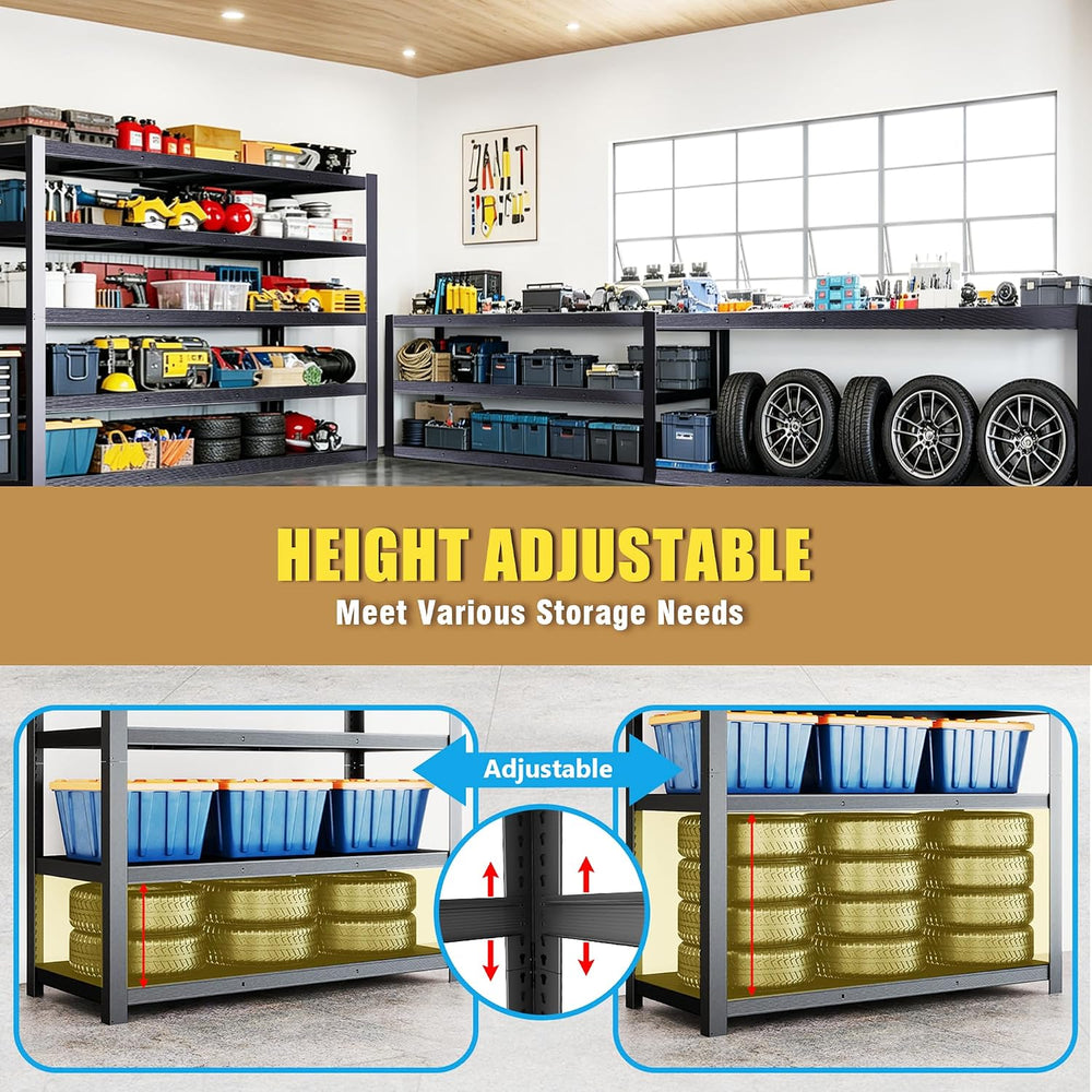 84" H Heavy Duty Wire Garage Shelving, 5-Tier Adjustable Industrial Meta...