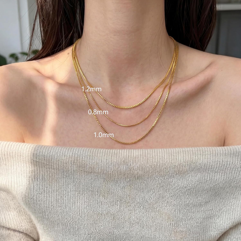 14K Gold Necklaces for Women Gold Box Chain Gold Chain for Women
