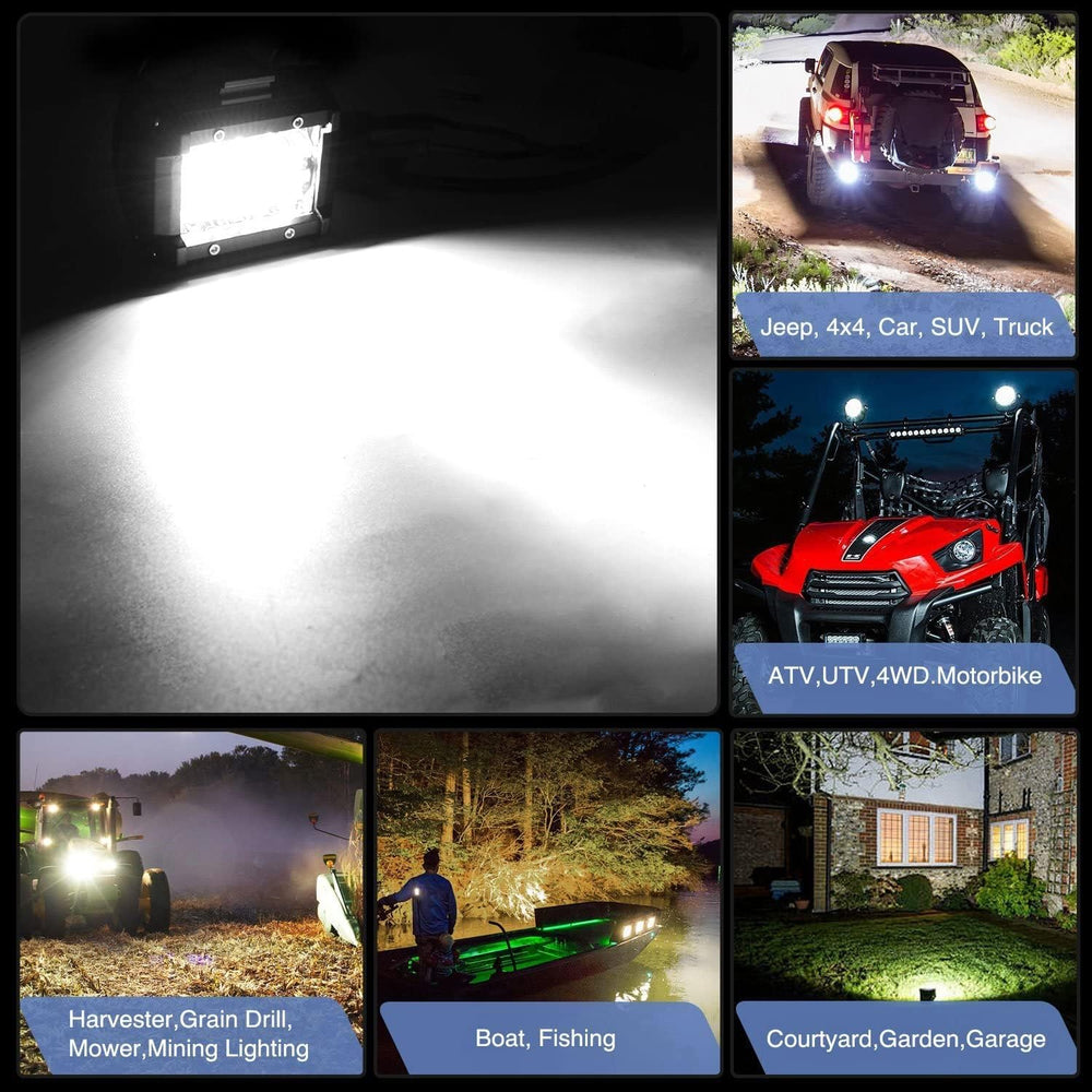 Nilight 2Pcs 4Inch LED Pods Bar Triple Row 60W Flood Spot Combo 6000LM Drivin...