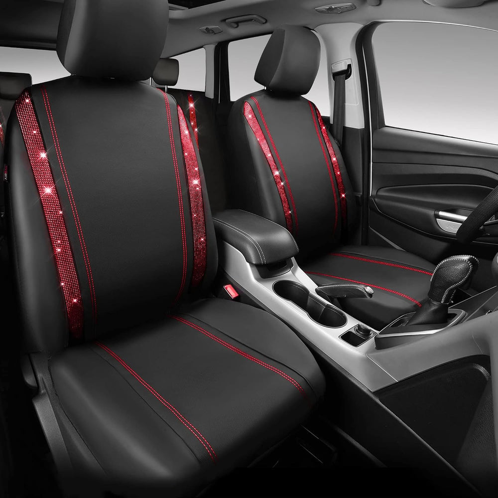 CAR Pass Bling Car Seat Covers Full Set, Shining Rhinestone Diamond Waterproo...