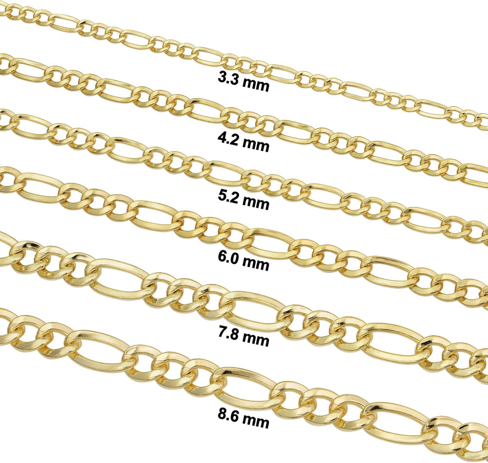 Solid 14K Yellow Gold Filled Figaro Link Chain Necklace for Men and Women