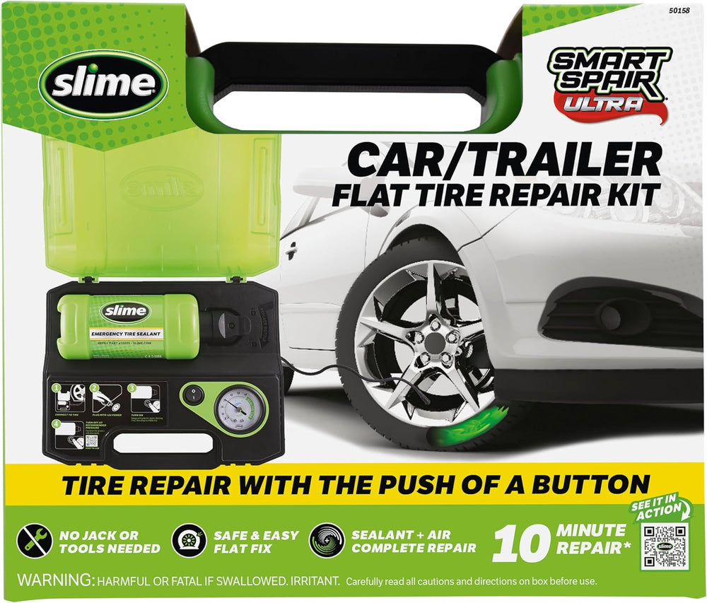 Slime 50158 Flat Tire Repair Kit, Smart Spair Ultra, All-in-One Solution, Rep...