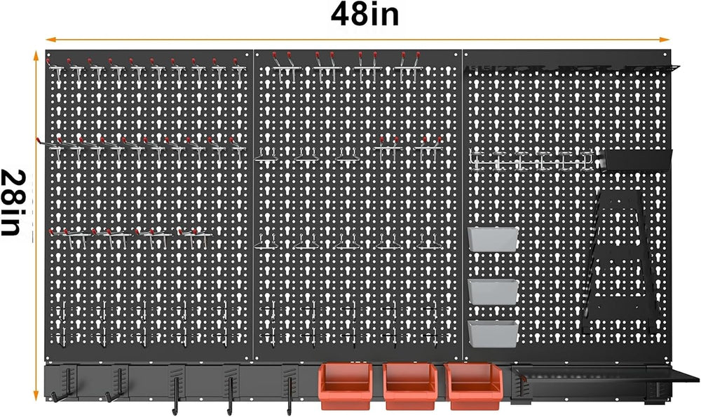 TORACK Metal Pegboard Wall Organizer System 24x48 in, 109 PCS Pegboard Kit