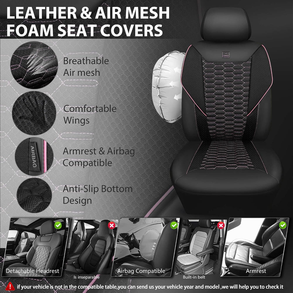 CAR PASS 3D Foam Mesh Leather Car Seat Covers Front Seats,Breathable Mesh Fro...