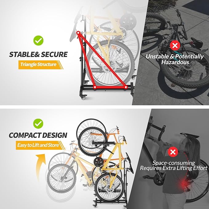 Vertical Bike Stands，Standing Bike Rack (2 Pack)