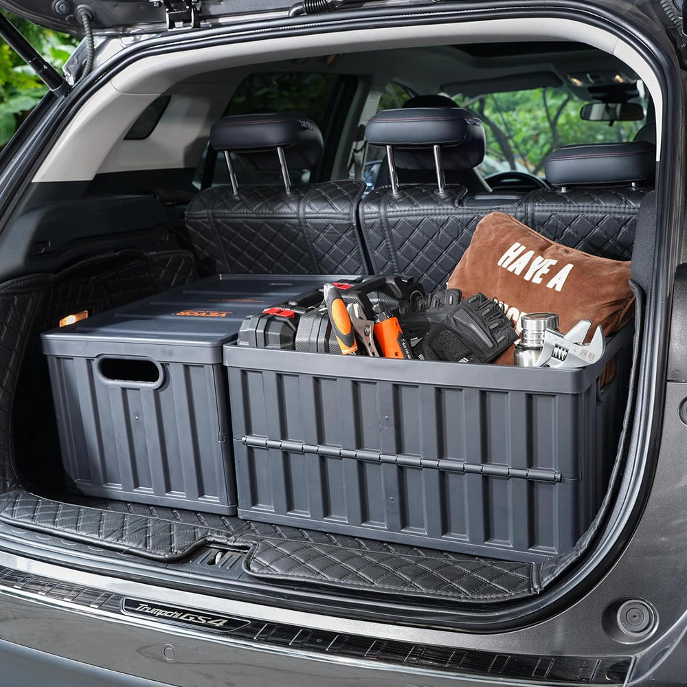 VEVOR 65L Collapsible Storage Bins with Lids 3 Packs, Stackable Crates