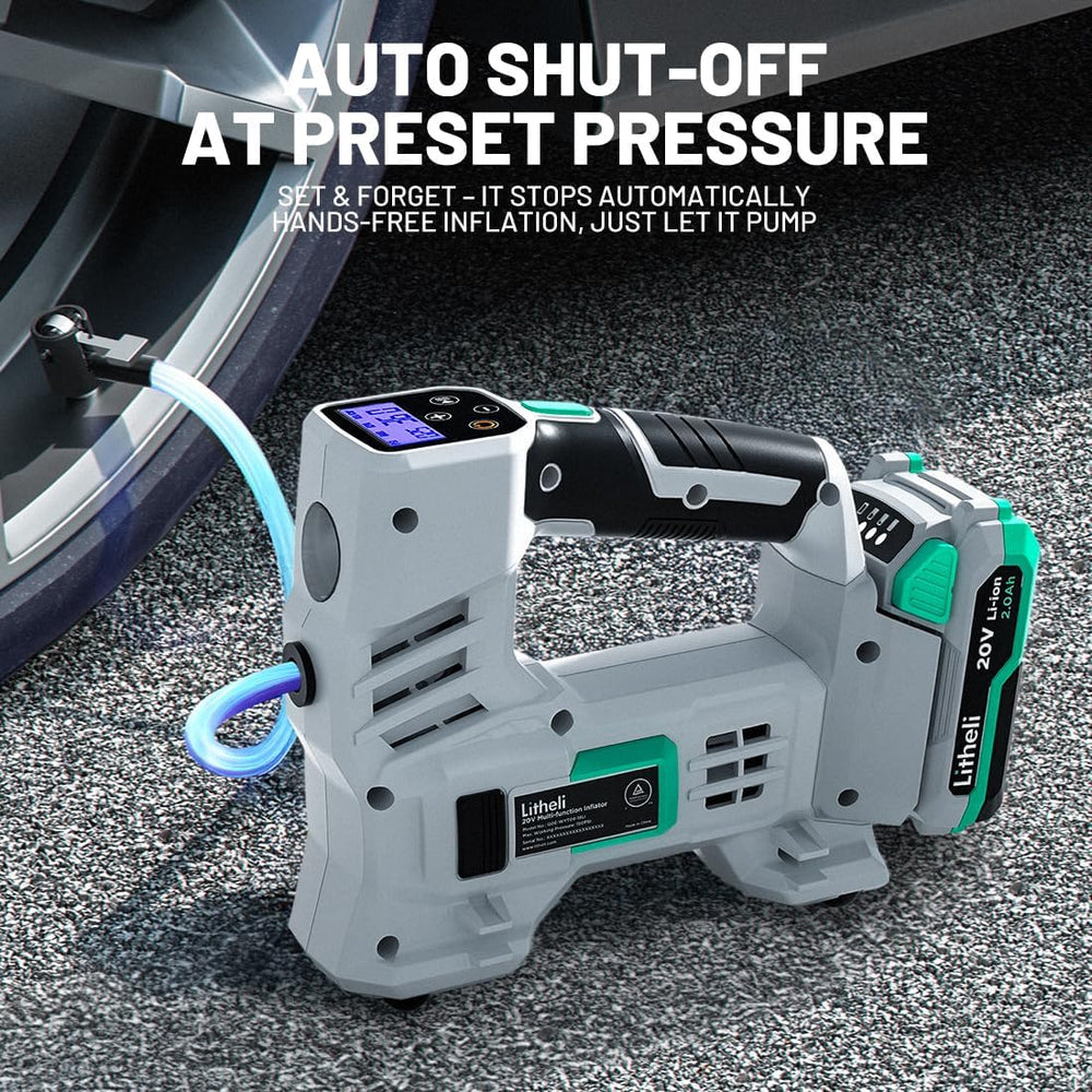 Litheli Tire Inflator Air Compressor, 20V Cordless Car Tire Pump with Digital...