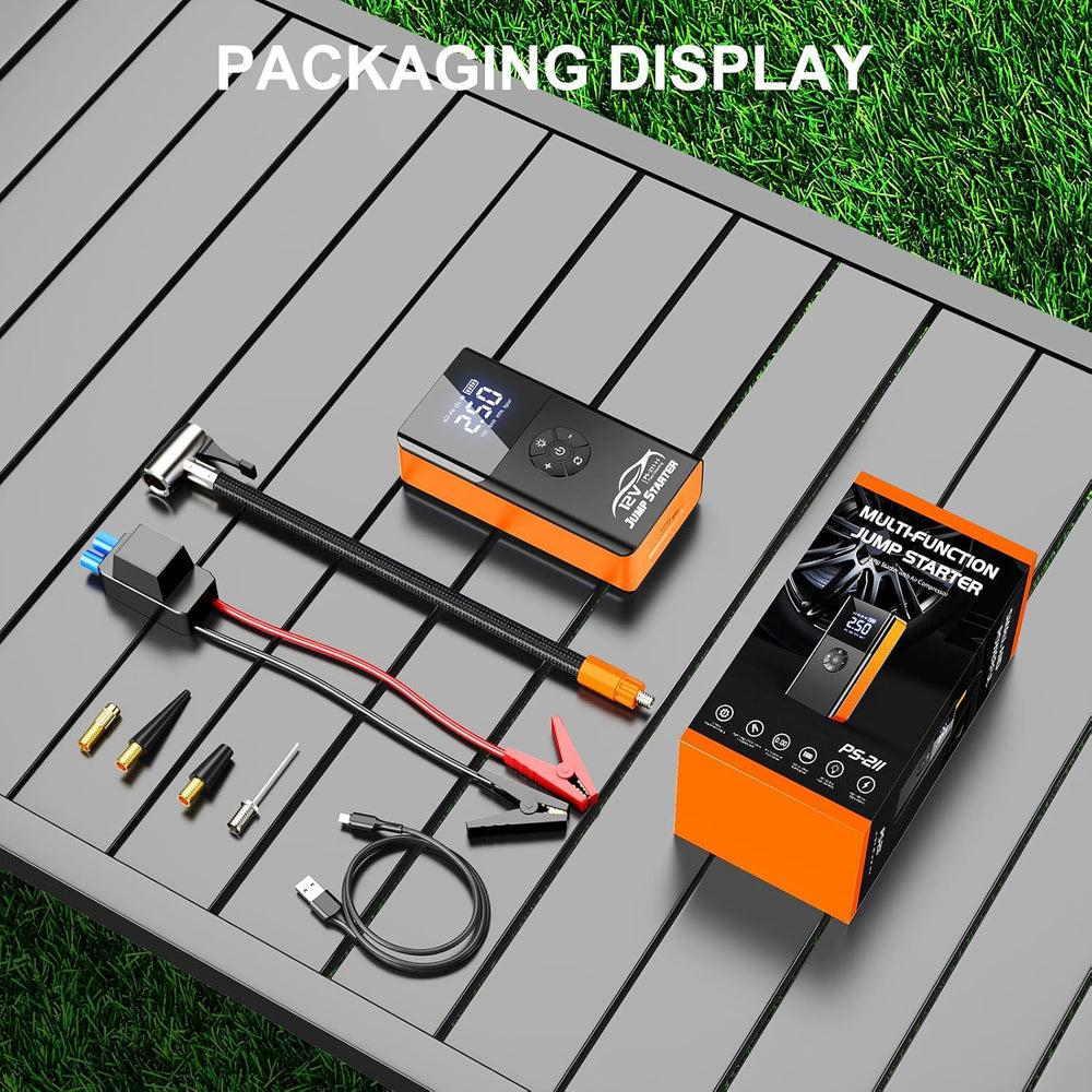 Jump Starter with Air Compressor, 8000A 180PSI, Portable Car Battery Jump Sta...