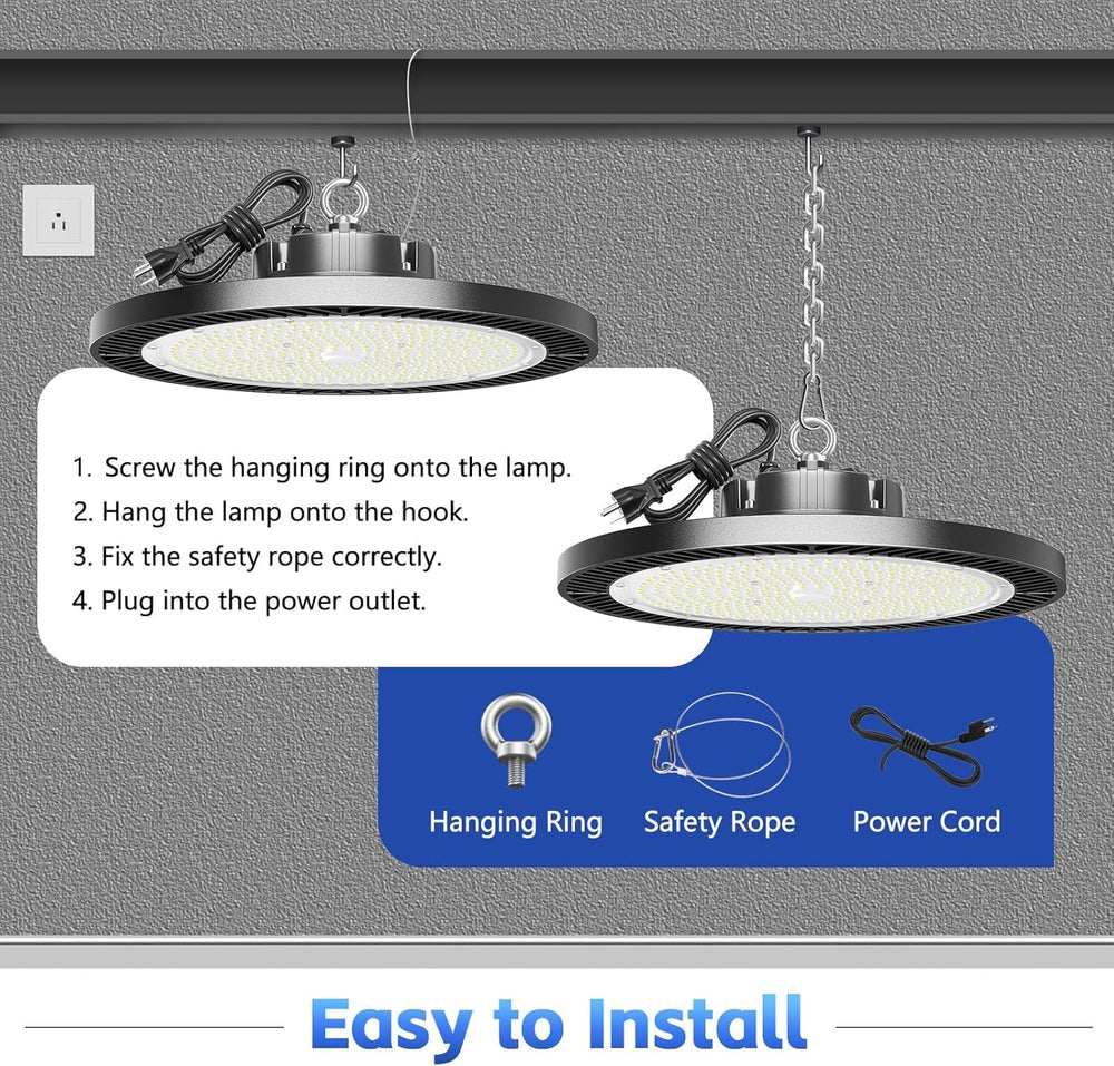 LED High Bay Light, 200W 28000lm 5000K High Bay Led Shop Light with Plug 5...